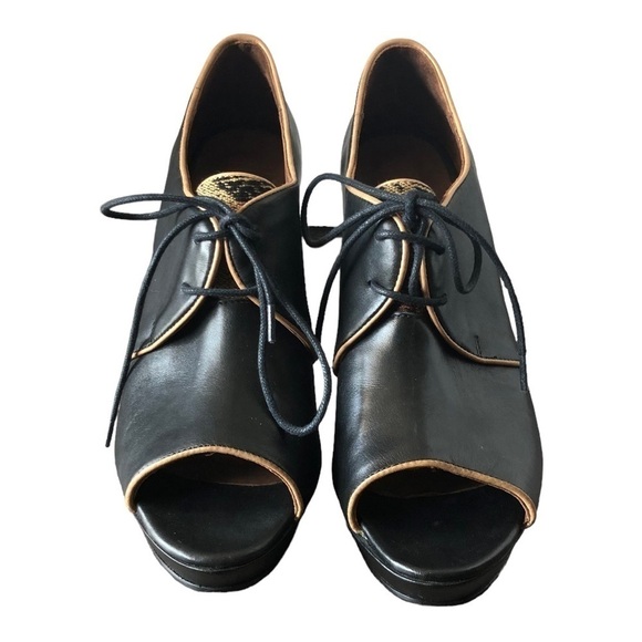 Fortress of Inca Open Toe Heels Black Size 9.5-10 - Picture 3 of 10